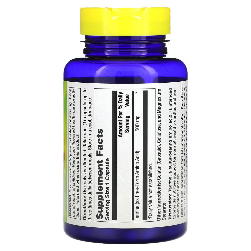 Nature'S Life, Taurine, 500Mg, 100 Capsules