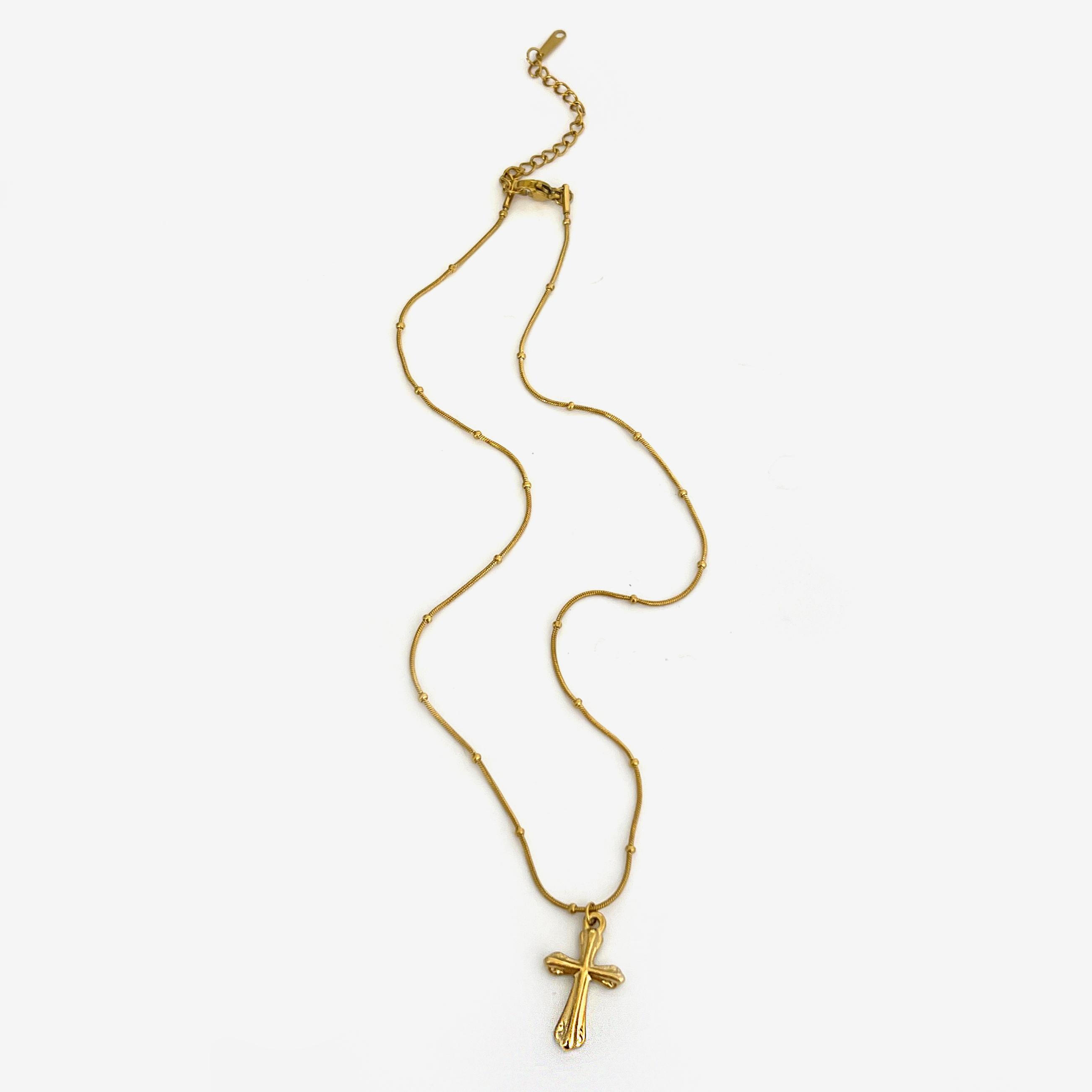 Peri sbox Waterproof stainless steel bead disc cross pendant necklace simple metal chain Beads women s fashion jewelry gifts