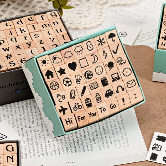 42 Buc/Set Ștampile din Lemn Mini Ștampile Litere Alfabet Numere Ștampilă cu Cerneală pentru Craft pentru DIY Craft Card Album Foto Scrapbooking Plic