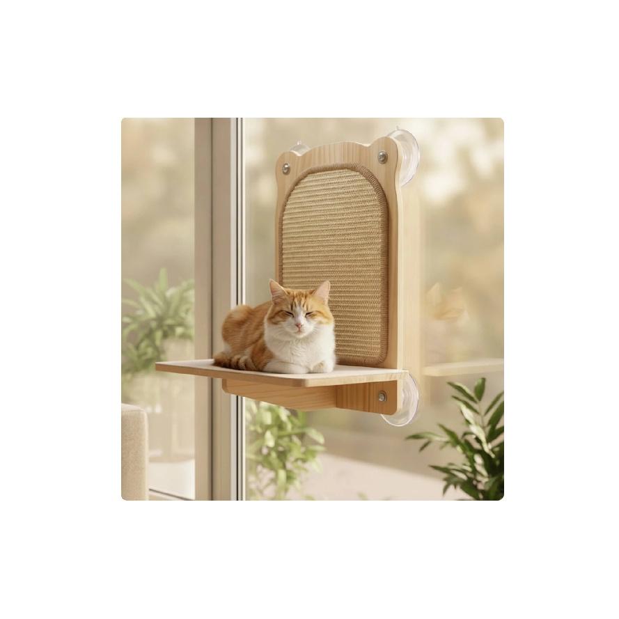 Cat Window Perch with Scratching Post Stable Window Cat Perch with Scratching Post Pet Furniture Long-Lasting Easy to Clean
