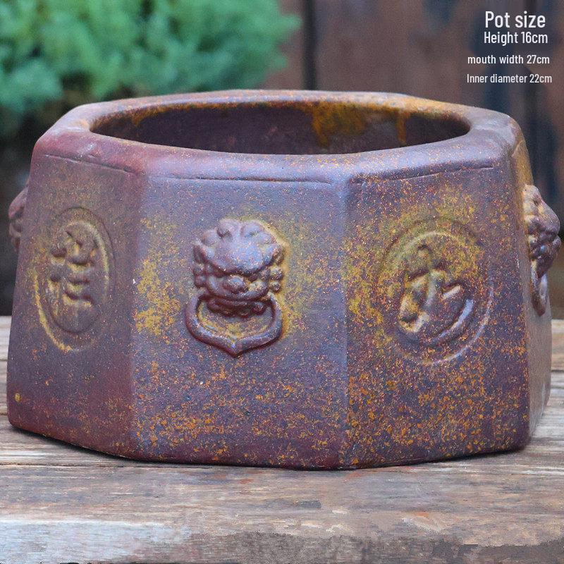 Large Retro Hydroponic Ceramic Vase - Tall Handmade Pennywort Cylinder Pot