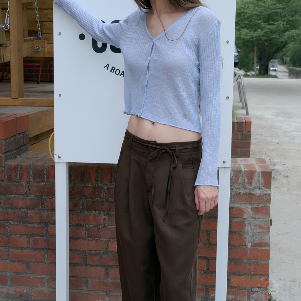 Elssibeui Two-Tuck Belted Wide Pants_Brown