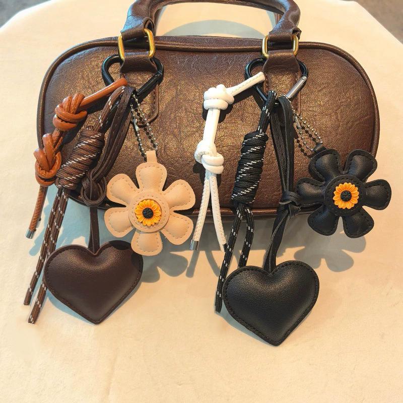Bag Charm PU Leather Flower Bag Charm-Stylish PU Leather Charm 5 Classic Colors Bag Accessory for Handbags, Gifts