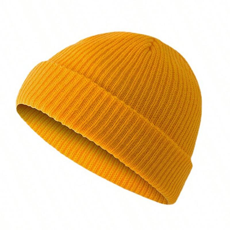 Men Women Minimalist Solid Knitted Beanie Hat With Short Brim Windproof Warm Daily Travel Casual Fashion Headwear Accessory