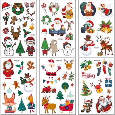 Christmas Tattoo Sticker Cartoon Children'S Santa Claus Elk Face Sticker Set Tattoo Sticker