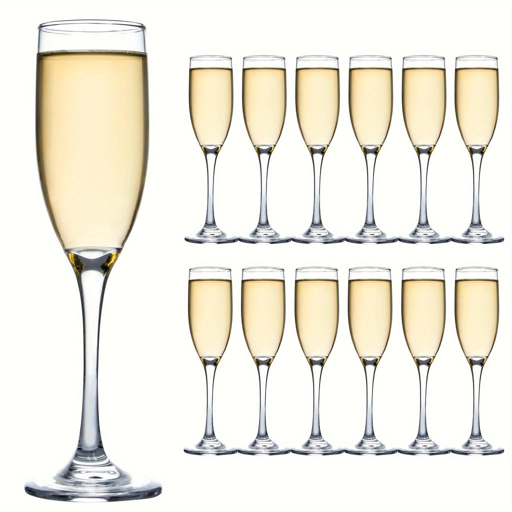12-teiliges klassisches Champagnerflöten-Set, 170 ml, elegante Champagnergläser mit Stiel, kristallklar, Sektglas