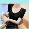 French Style Sleeveless V Neck T Shirt With Embroidery For Women Casual Wear