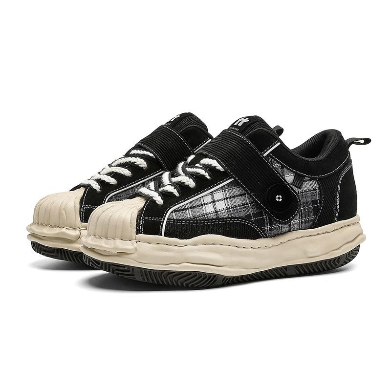 Autumn and winter plaid invisible CM inner heightening shell head dissolving shoes couple casual thick baseplate shoes