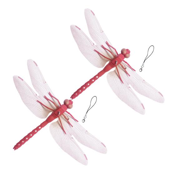 3D Simulation Dragonfly Outdoor Fake Dragonfly with Keychain Artificial Insect Model for Garden Yard Courtyard Patio Flower Beds