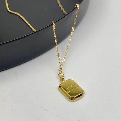 Ins Chocolate Cube AB Chain Titanium Steel Necklace Pendant Chain Plated 18K Gold Net Red Necklace