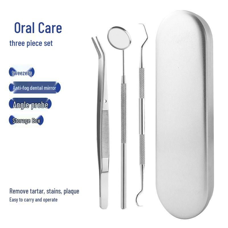 Dental Tool Set: Teeth Cleaner, Tweezers, Mouth Mirror & Probe for Oral Care