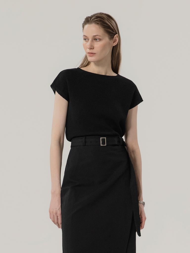 MOMET Bun Cap Sleeve Knit Black