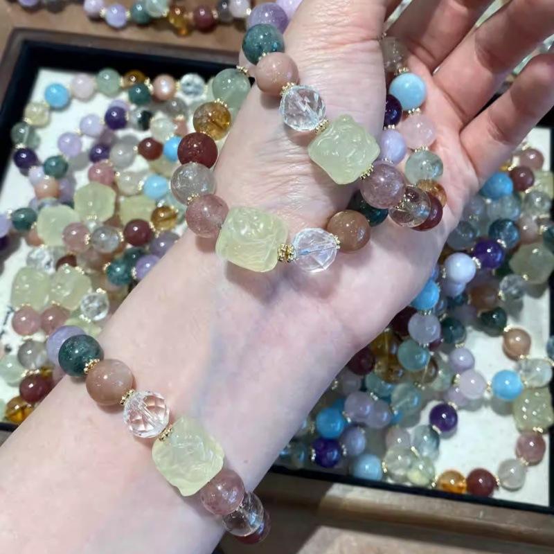 Mehrsteiniges Armband aus Naturkristallen für Damen, Perlenarmband mit mehreren Edelsteinen, Geschenk für Freunde, Geburtstagsgeschenk im neuen chinesischen Stil