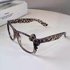 Women's Retro Kitty Cat Glasses with Leopard Print & Tortoiseshell Bow in Cute Style for Photos and Dressing Up