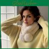 With Scarf Winter Wool Women Ball Decoration Solid Color Thickened Plush Warm Scarf Winter Outfits Accessories