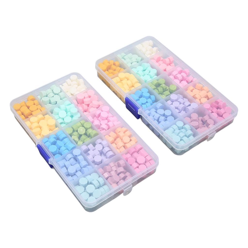 2 Box Sealing Wax Beads Assorted Color Portable Box Packed Widely Used Octagon Wax Beads for Envelop