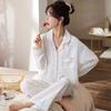Spring and Autumn New High-end Imitation Cotton Pajamas Women's Summer Long-sleeved Trousers Set Women's Loose Large-size Loungewear