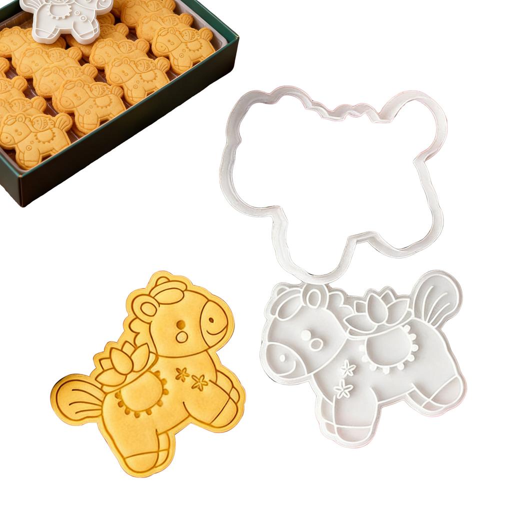 Horse-shape Cookie Cutter Cartoon Pony Cookie Mould Non-Stick 3D Printed Horse Year Baking Biscuits Molds For Dough Pastry Pie