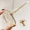 New Anti Blue Light Gold Large Frame Myopia Glasses Bare Skin Thin Net Red Eye Frame Metal Flat Mirror