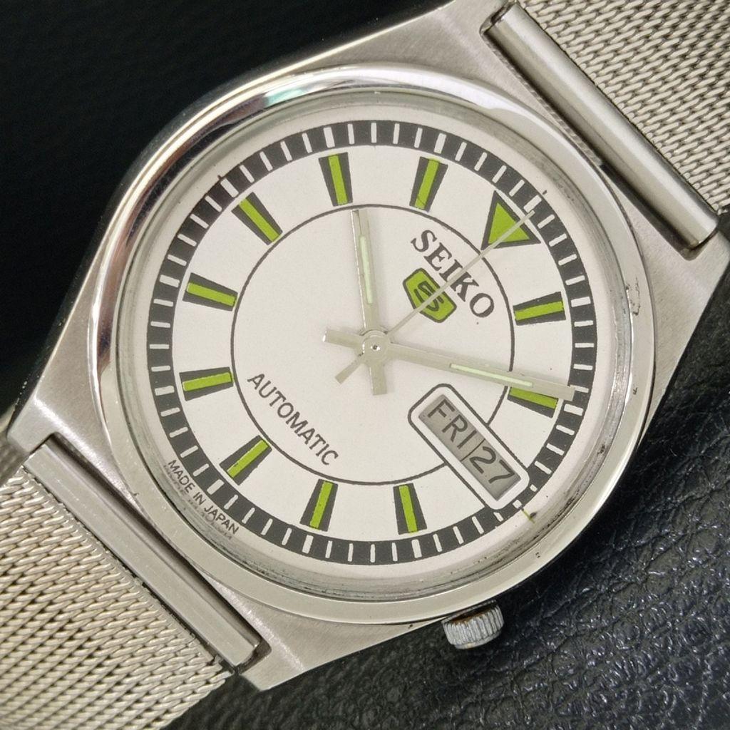Seiko 5 AUTOMATIC VINTAGE JAPAN 7019A MENS WHITE COLOR DIAL WATCH A702099-5 R208-a702099
