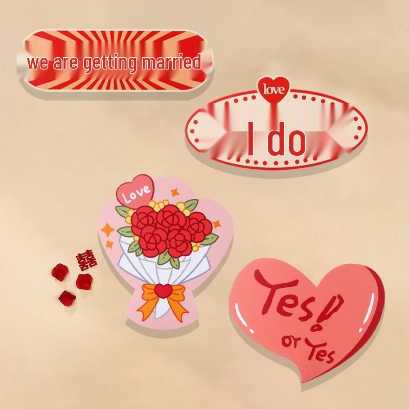 Bridal Party Wedding Photo Props: Bride, Bridesmaid & Groomsman Handheld Signs for Group Photos & Proposal Games