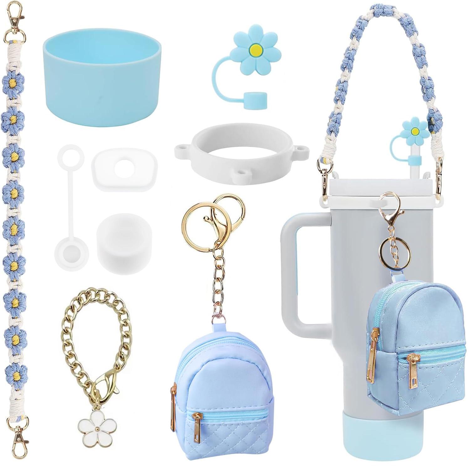 

Набор из 9 предметов аксессуаров для чашки: ручка-ремешок для бутылки с водой, кошелек для монет, силиконовый чехол для дна чашки, крышка для соломинки для стакана Stanley 30 унций и 40 унций