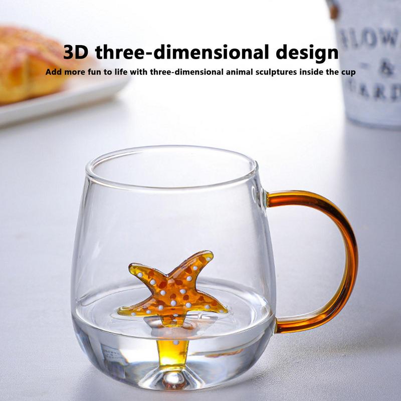 Kreslený zvířecí hrnek na pití 3D roztomilá figurka uvnitř průhledné sklo kreslený delfín velryba figurka čajový šálek skvělý dárek pro děti