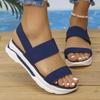 Summer New Plus-size Slope Heel Fly-woven Overfoot Sandals Thick-soled Outerwear Sandals for Women