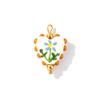 2 Pcs Resin Double-Sided Enamel Heart Painted Charms Flower Tulip Cherry 304 Stainless Steel Pendants DIY Necklace 25mm x 17mm