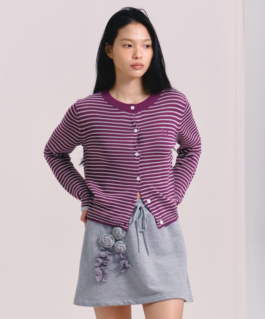 Margarin Fingers Logo Stripe Cardigan (Purple)
