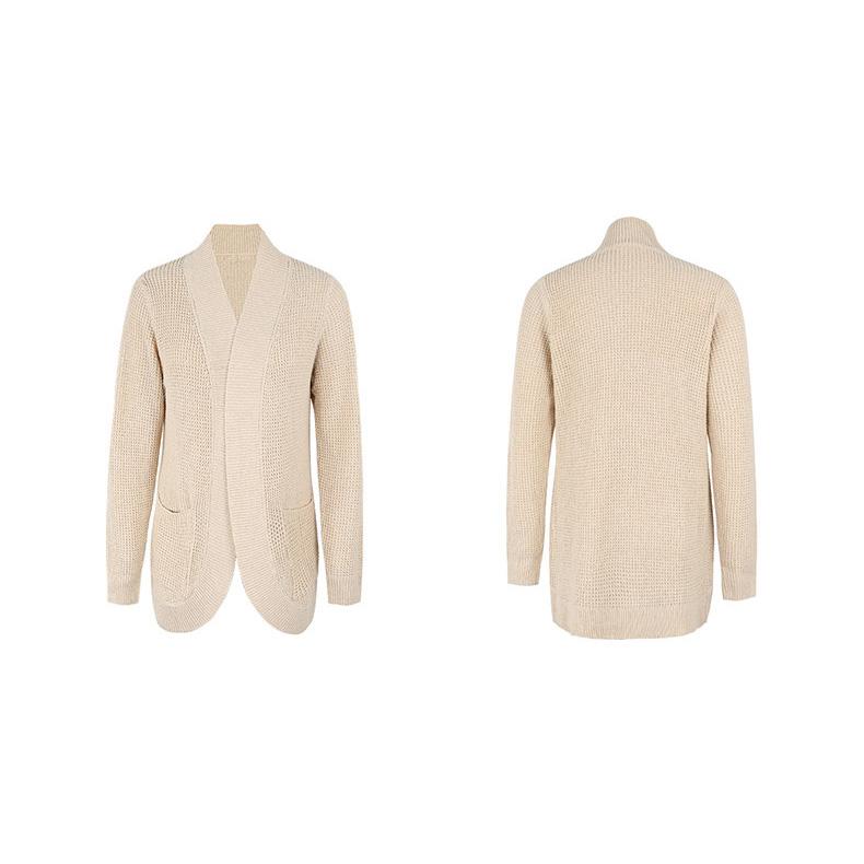 Loose Autumn Long Vintage Winter Sleeve Top Solid Color Cardigan Knitwear Vneck Sweater