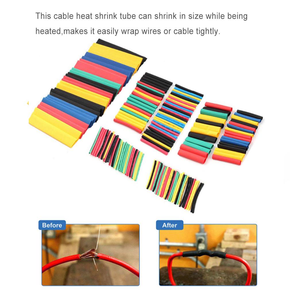 164 Pieces Heat Shrink Tube Polyolefin Crafts Insulation Cable Sleeve Shrinkable Electrical Connection Wire Wrapping Kit