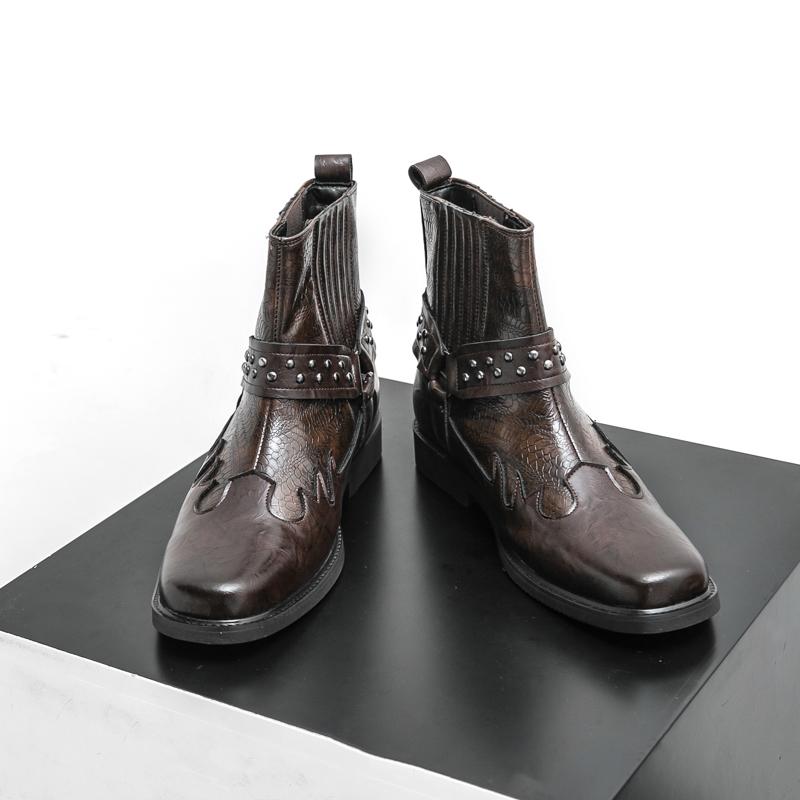 Fashion Size 38-46 Retro Men Ankle Boots Men Comfortable Fashion Cowboy Boots European Outdoor Waterproof Training Brand Boots Men