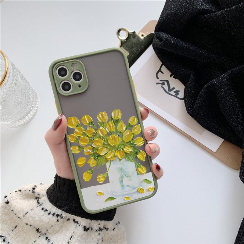 Retro Oil Painting Flower Phone Case For iPhone 11 12 Pro Max 16 15 Pro Max 13 12 Mini X XR XS SE2 8 7 Plus 14 Plus Covers