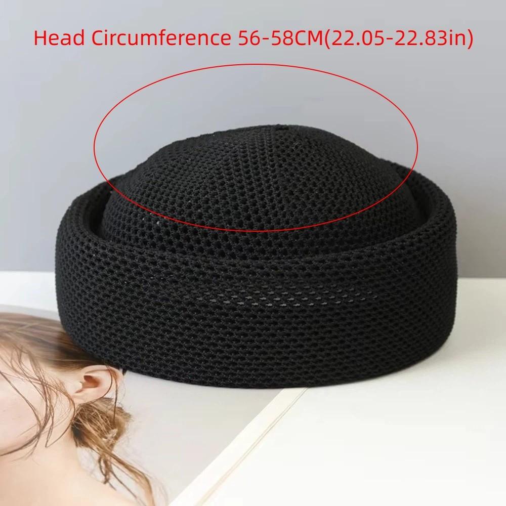Fashion Elegant Style Mesh Breathable Beret Casual Knitting Hard Melon Peel Hat Stiff Brim Lightweight Sun Hat Outdoor Use