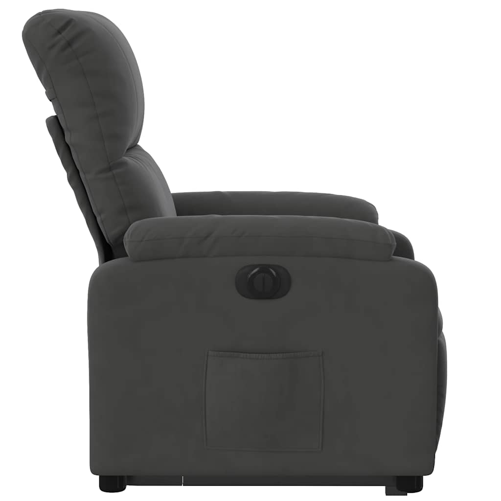 Electric Recliner with Rising Function Dark Grey Microfiber Fabric