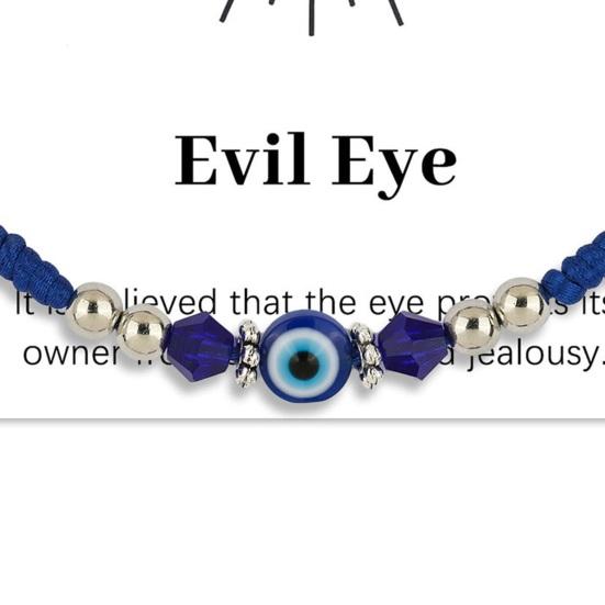 Evil Eye String Bracelet Adjustable Braided Rope Bracelet Good Luck Amulet Bracelet with Card Gift for Women Men Family Friends