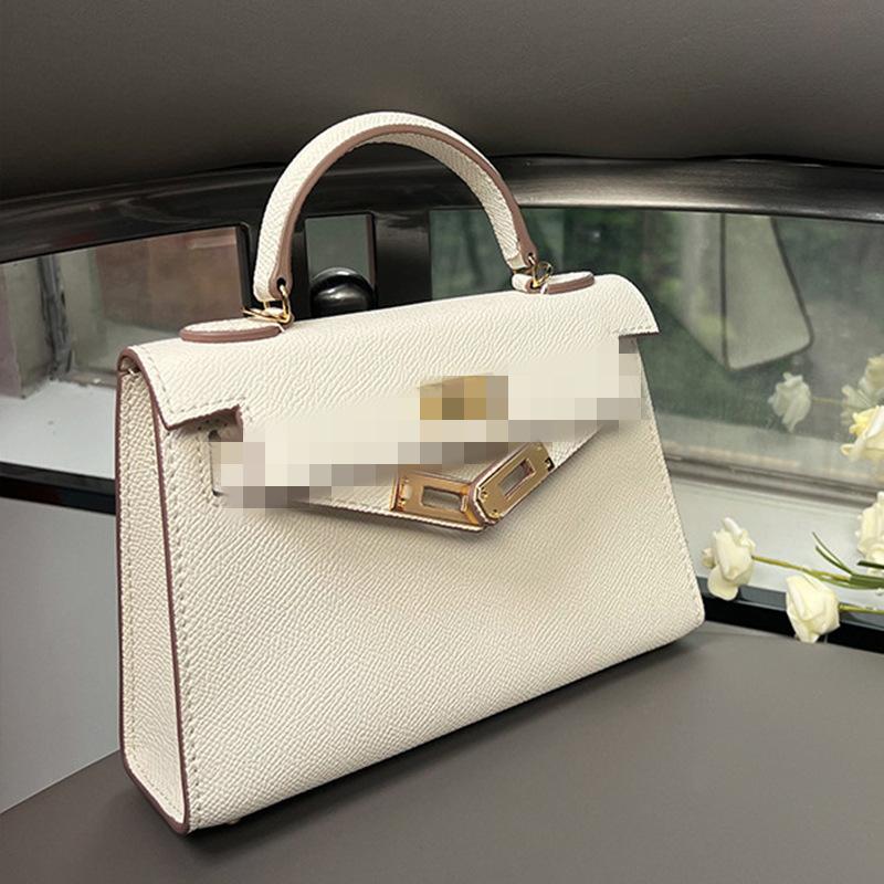 Second Generation Palm Print Cowhide Mini Small Keli Handbag 2025 New Bag Women's Commuter Versatile Shoulder Messenger Bag
