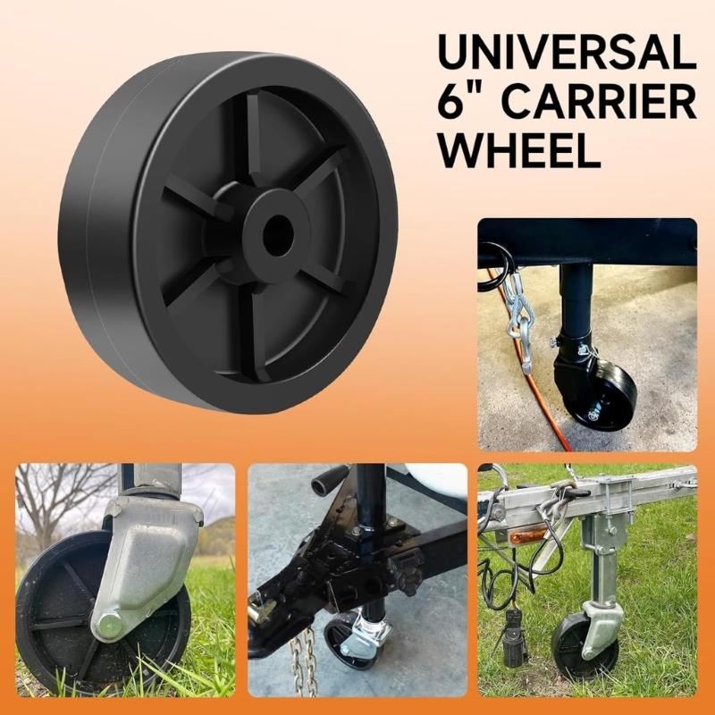 6inch Trailer Jacks Wheel Rubber Construct Round Wheel Robusts Load Bearing Quick Installs for Easy Vehicle Maintenance