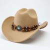 Autumn and Winter Woolen Top Hat Tibetan Hat European and American Style Jazz Hat Western Cowboy Hat Big Brim Felt Hat
