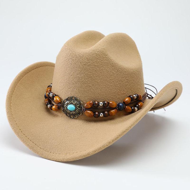 Autumn and Winter Woolen Top Hat Tibetan Hat European and American Style Jazz Hat Western Cowboy Hat Big Brim Felt Hat