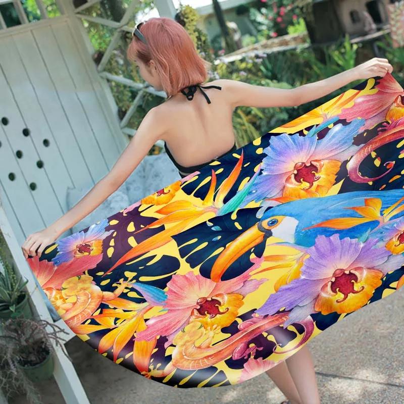 Summer Tropical Animal Beach Towel Flamingo Bird Bath Towel Sport Travel Gym Yoga Spa Towels Microfiber Quick Dry Swimming Cover