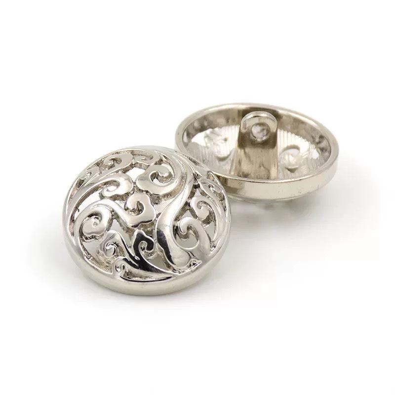 10pcs Beautiful Hollow Flower Shank Buttons High Quality Full Metal Round Buttons Woman Clothes Accessories