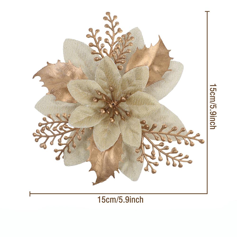 Artificial Flowers Christmas Decor Xmas Tree Ornaments For Home Decor Fake Flower Navidad New Year  Party Supplies