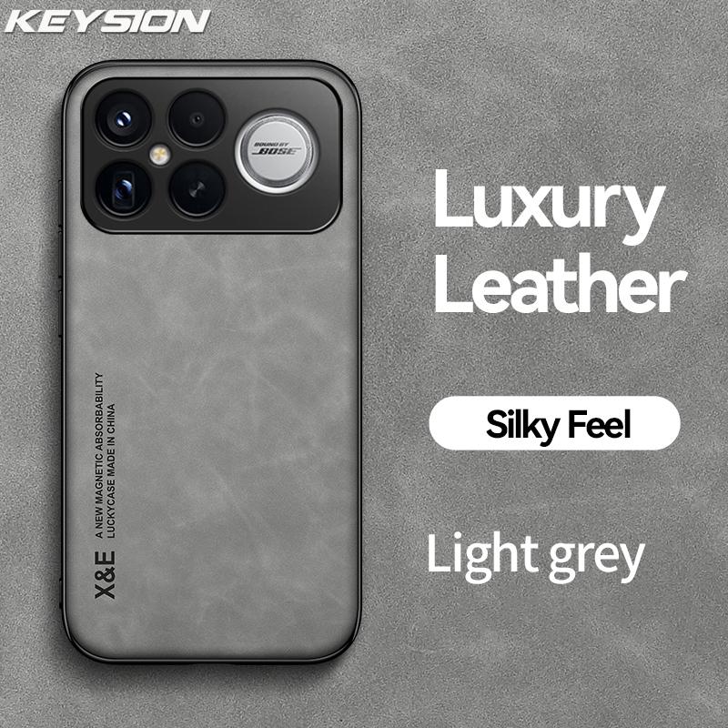 KEYSION Luxury Retro PU Leather Phone Case for Xiaomi POCO F8 Pro Soft Silicone+PC Shockproof Phone Back Cover for POCO F8 Ultra