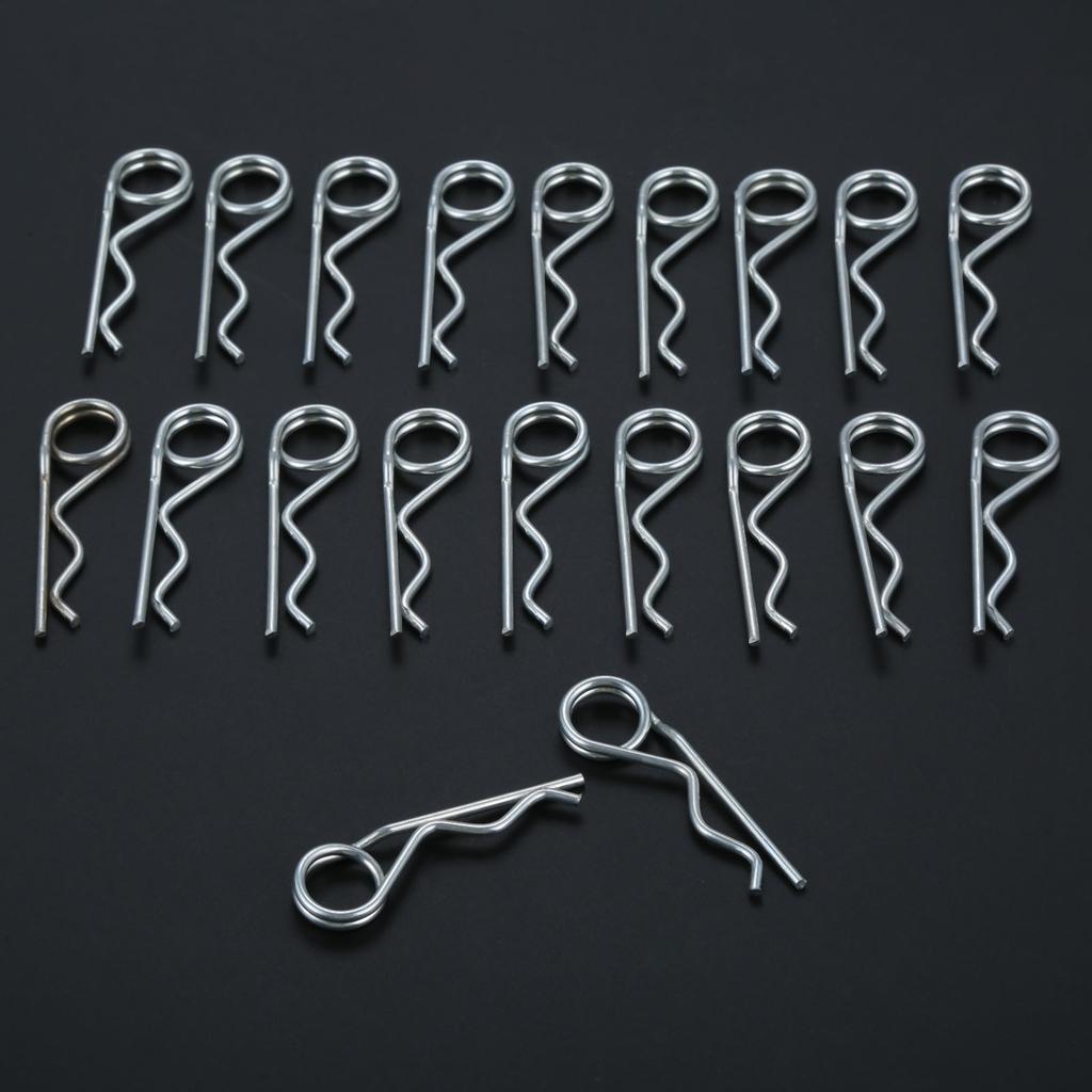 20 pièces M2*50mm Acier Goupilles de sécurité à double anneau pour attelage Double Anneau Goupilles à boucle double Goupilles de retenue R pour Remorque Poussette Bateau de fret