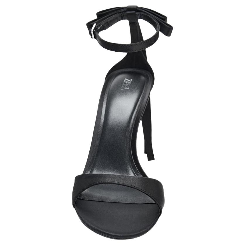 Zara Minimalist Fashion One-Strap Sandals 10.5Cm Women sandals Black 3301610800
