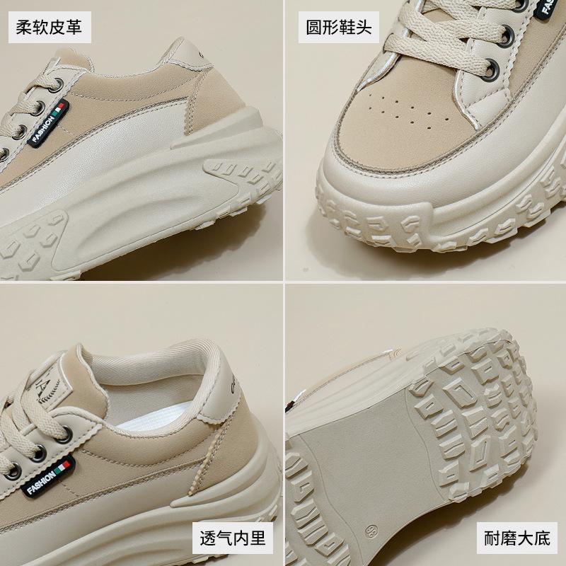 Bílé boty pro ženy Jaro Nový student Korejský styl Ins Trendy Všechno se hodí Silná podrážka Plátěné boty Sportovní ležérní boty Q057