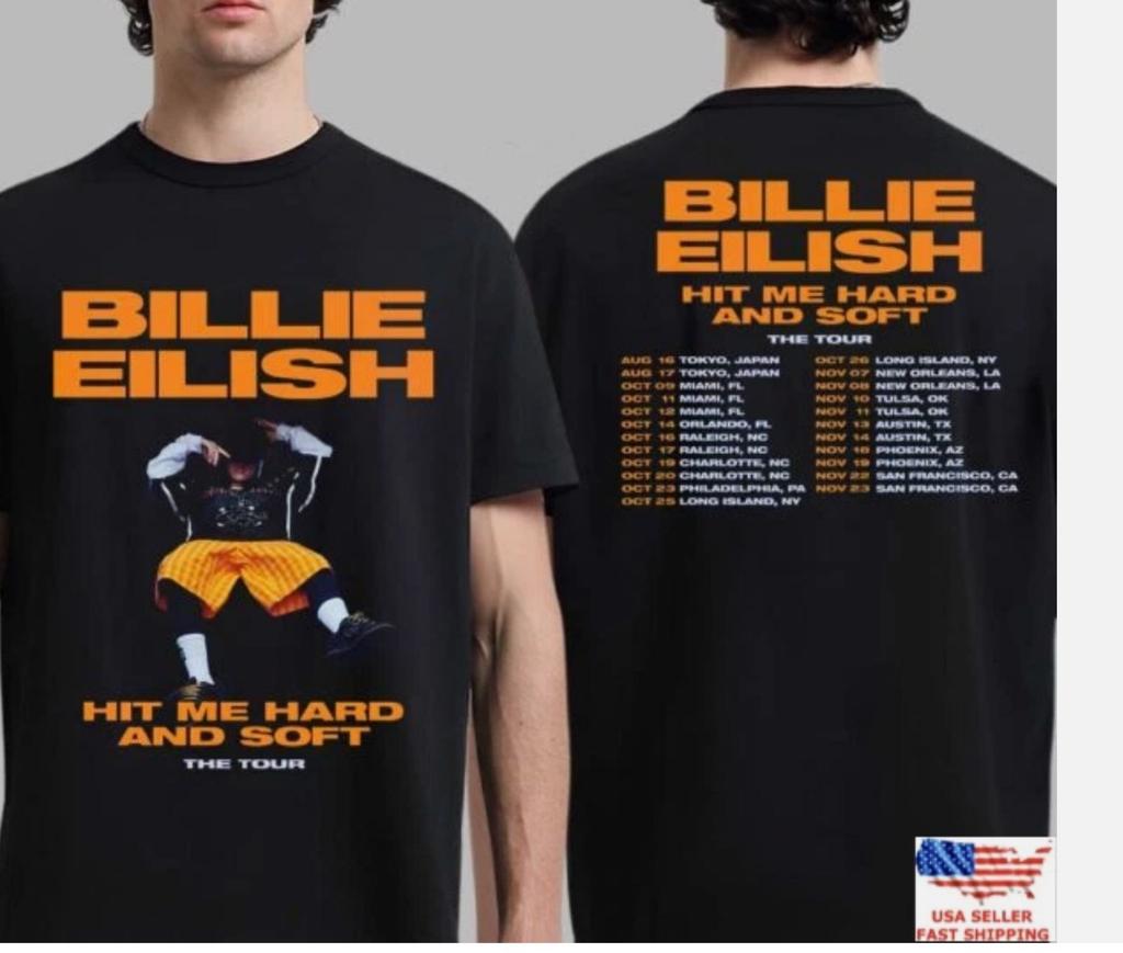 Nuovo Abbigliamento Billie Eilish Hit Me Hard and Soft Tour Maglietta Date Concerto