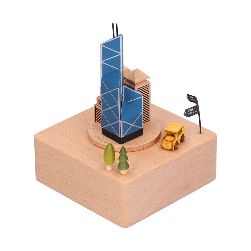 Bukowa pozytywka budynek styl architektoniczny innowacyjna pozytywka na prezent dom biuro